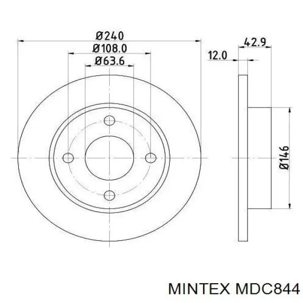MDC844 Mintex диск гальмівний передній