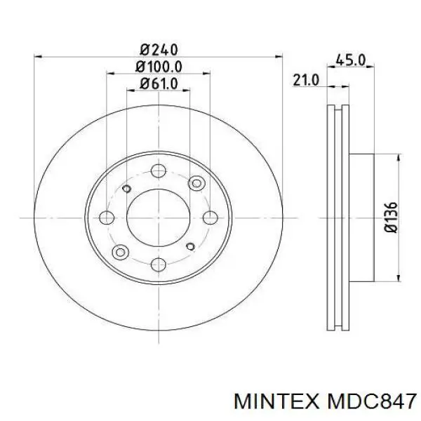 MDC847 Mintex диск гальмівний передній
