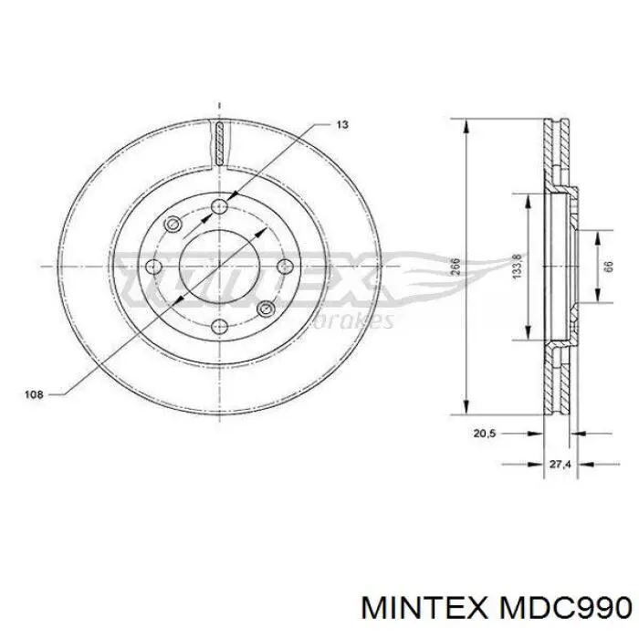 Гальмівні диски передні MDC990 Mintex