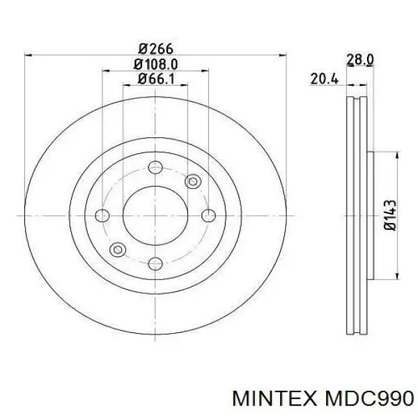 MDC990 Mintex Гальмо дискове переднє