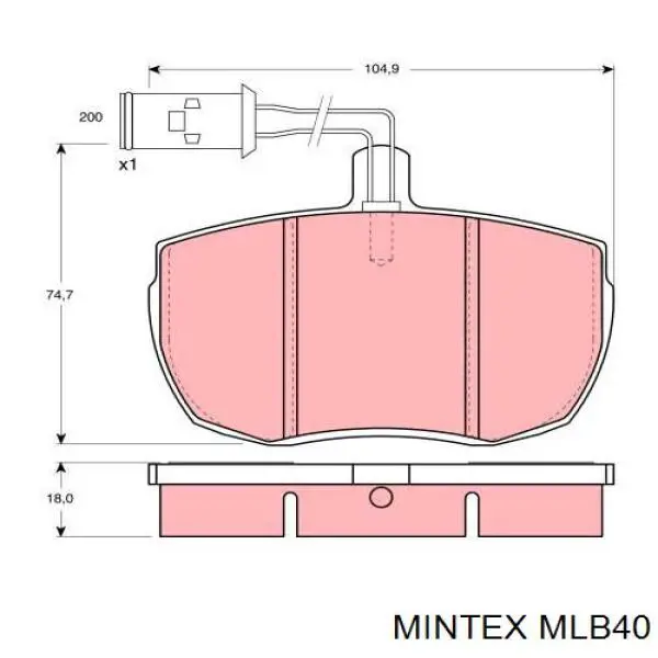 Колодки гальмівні передні, дискові MLB40 Mintex