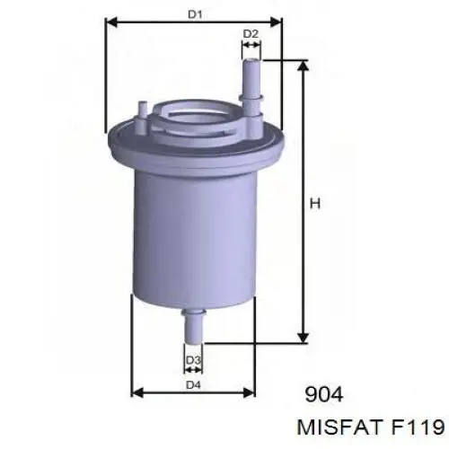 Фільтр тонкого очищення палива Misfat F119 ціна, від 10.46 USD