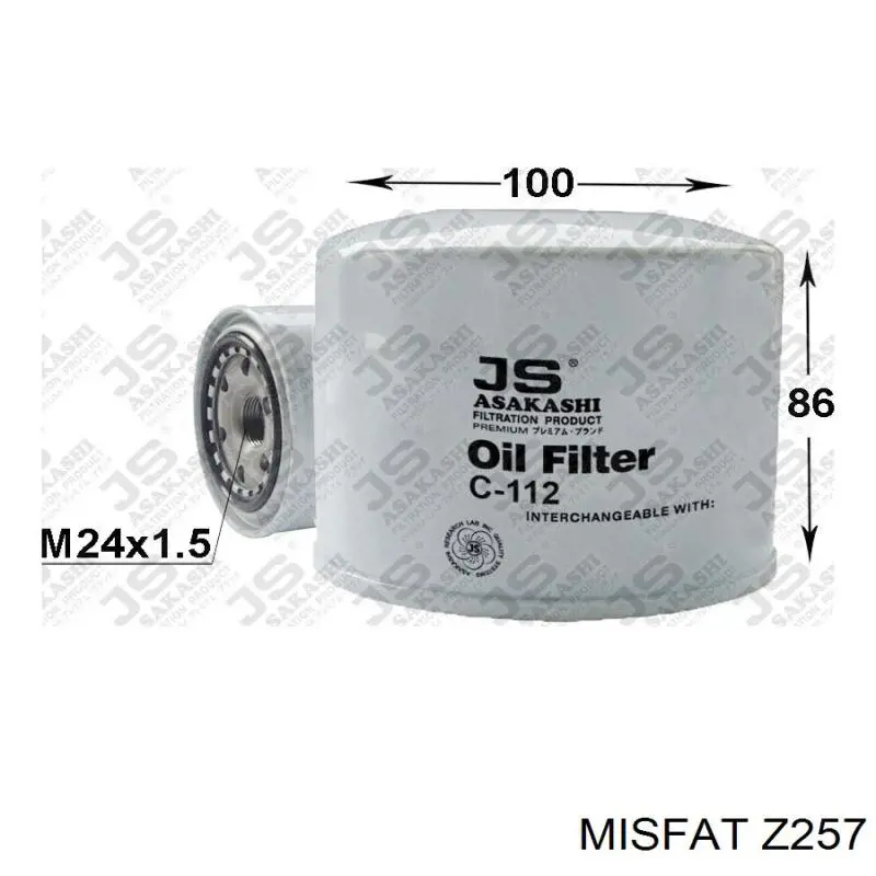 Z257 Misfat фільтр масляний