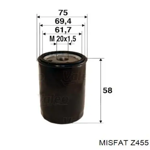 Фільтр масляний Z455 Misfat