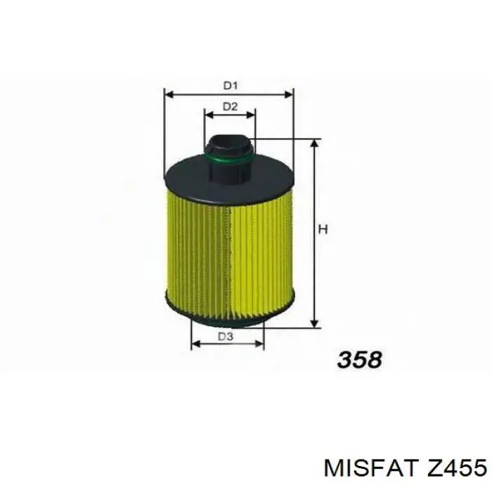 Масляний фільтр двигуна Misfat Z455 ціна, від 5.94 USD