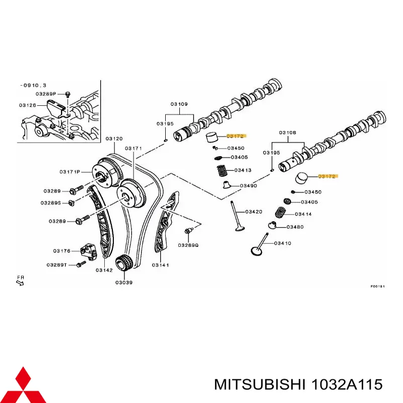 1032A115 Mitsubishi гідрокомпенсатор, гідроштовхач, штовхач клапанів