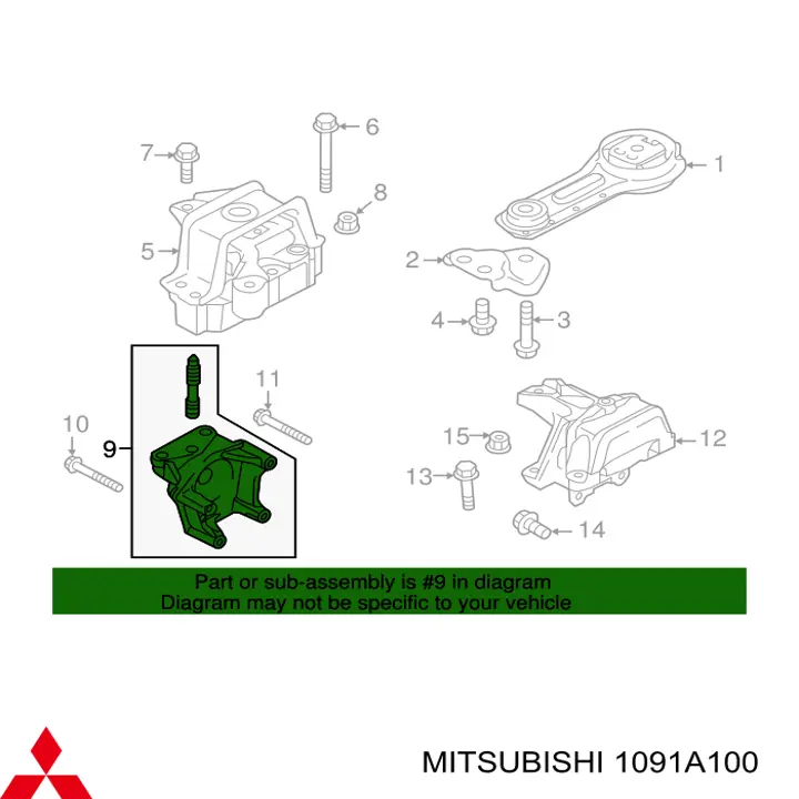 Кронштейн подушки (опори) двигуна, правої Mitsubishi 1091A100 ціна, від 39.17 USD