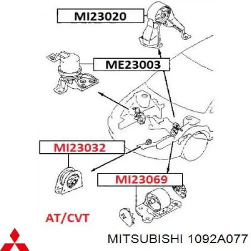 1092A077 Mitsubishi подушка (опора двигуна, задня)