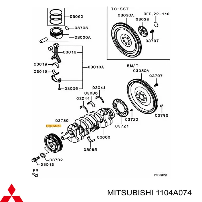 1104A074 Mitsubishi шків колінвала