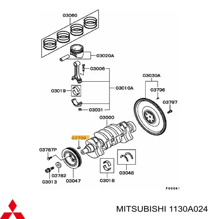 Шпонка коленвала Mitsubishi 1130A024 ціна, від 2.82 USD