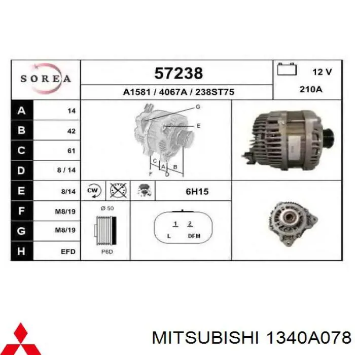 Ремінь генератора 1340A078 Mitsubishi