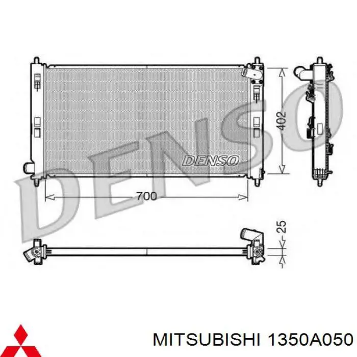 Купити 1350A050 Mitsubishi Радіатор двигуна