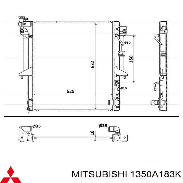 Купити 1350A183K Mitsubishi Радіатор двигуна