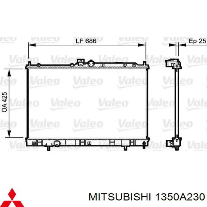 Купити 1350A230 Mitsubishi Радіатор двигуна