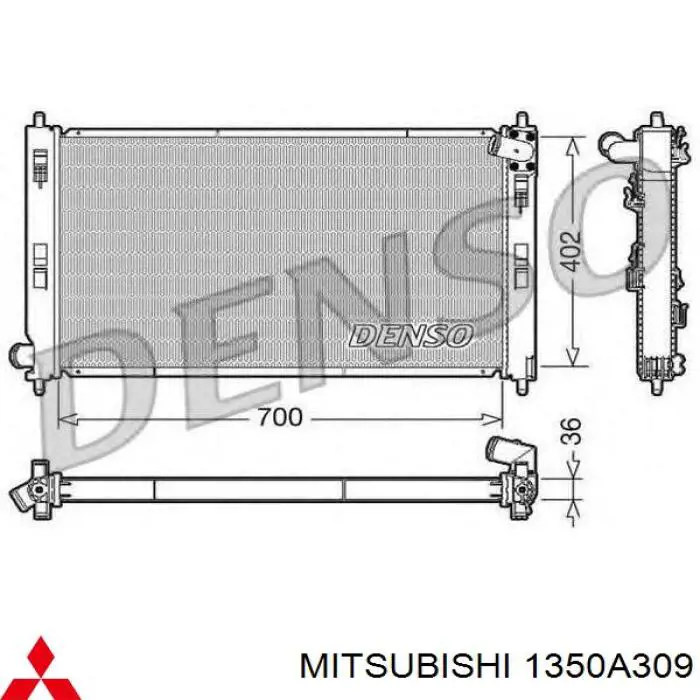 1350A309 Mitsubishi радіатор охолодження двигуна