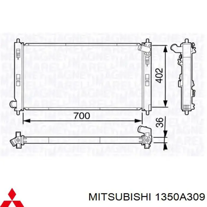 Радіатор основний Mitsubishi 1350A309 ціна, від 75.99 USD