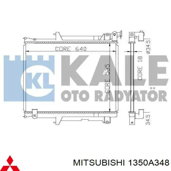 Купити 1350A348 Mitsubishi Радіатор двигуна