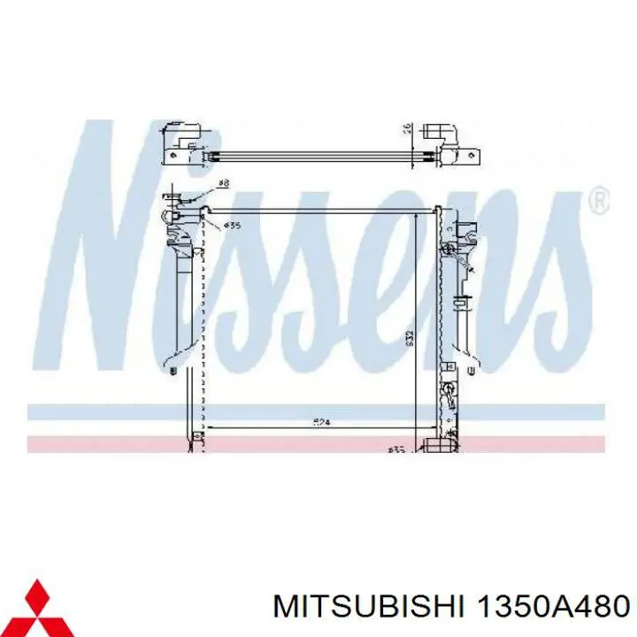 1350A480 Mitsubishi радіатор охолодження двигуна