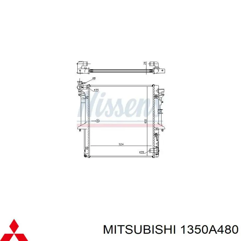 Радіатор 1350A480 Mitsubishi