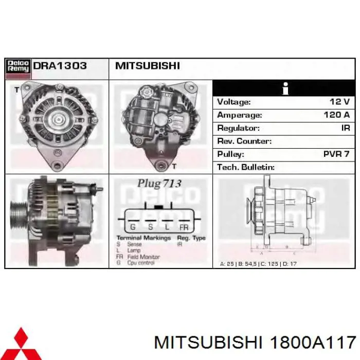 1800A117 Mitsubishi генератор
