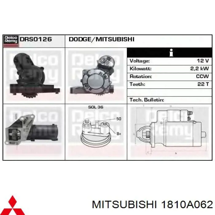 Стартер 1810A062 Mitsubishi