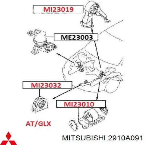 Купити 2910A091 Mitsubishi Подушка (опора) двигуна, ліва передня