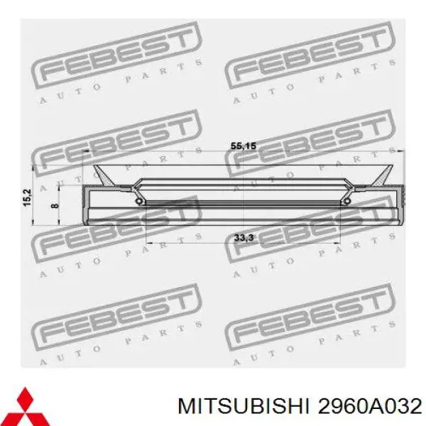 Купити 2960A032 Mitsubishi Сальник піввісі переднього моста, лівої