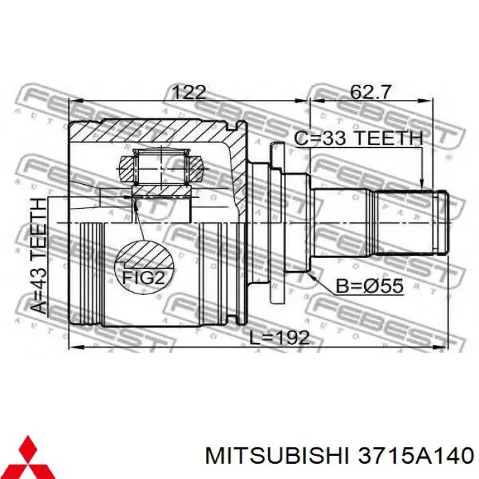 ШРУС внутрішній, задній Mitsubishi 3715A140 ціна, від 176.51 USD