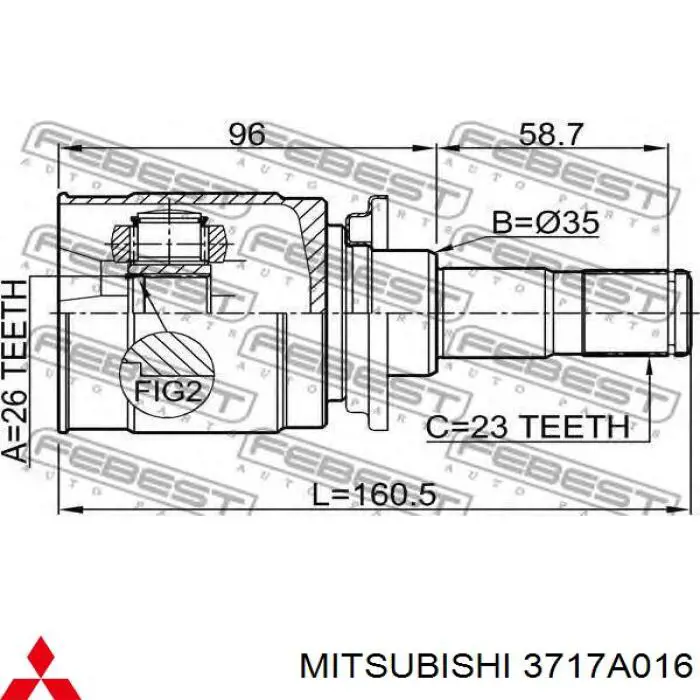 Купити 3717A016 Mitsubishi ШРКШ внутрішній, задній