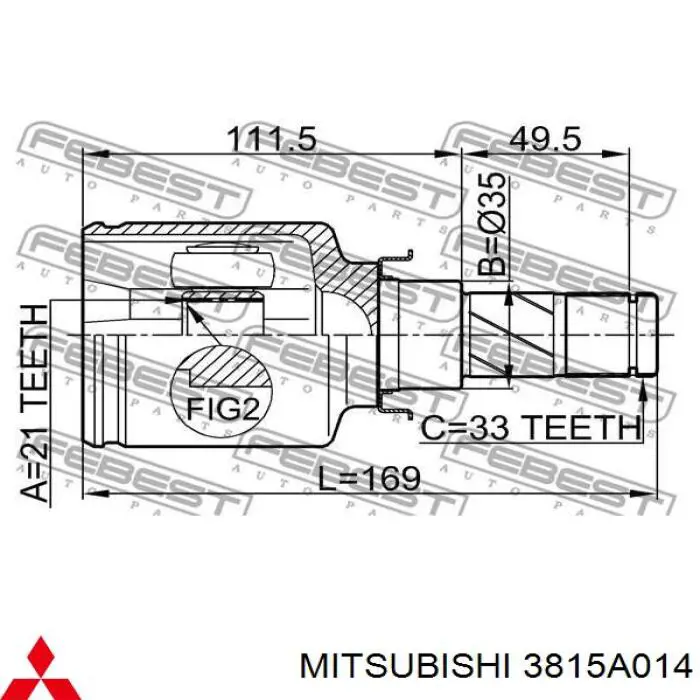 3815A014 Mitsubishi шрус внутрішній, передній
