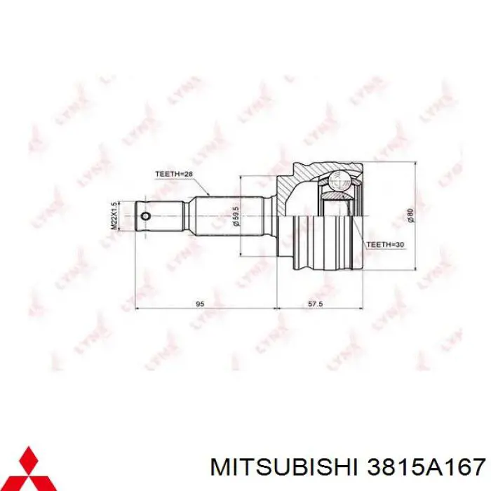 Привід передній лівий Mitsubishi 3815A167 ціна, від 45.68 USD