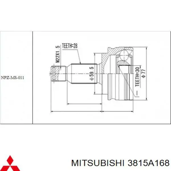 3815A168 Mitsubishi Привід передній правий