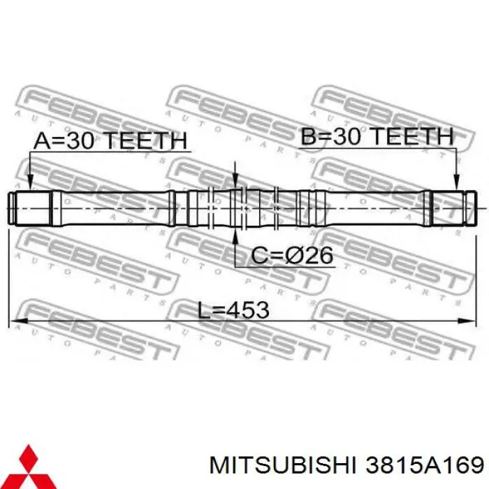 Привід передній лівий Mitsubishi 3815A169 ціна, від 63.33 USD