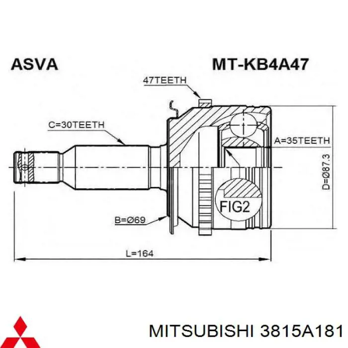 Купити 3815A181 Mitsubishi Шарнір приводу зовнішній