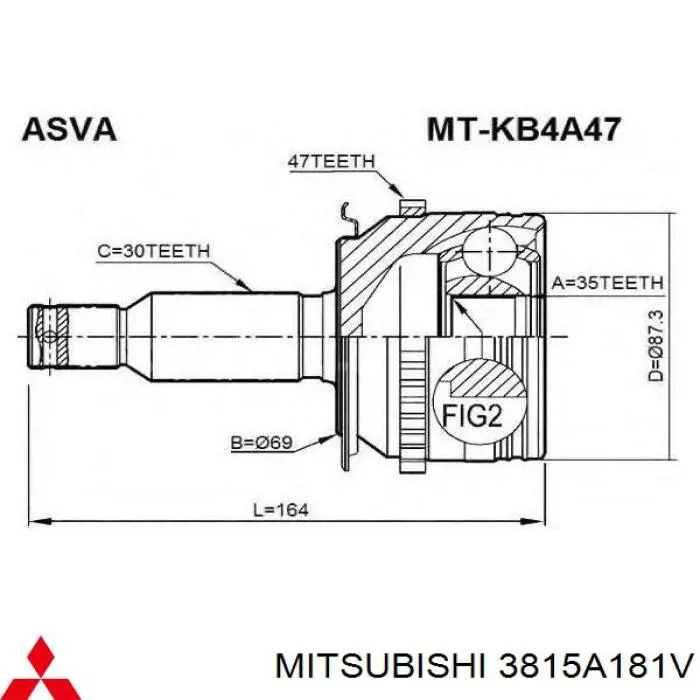 ШРУС зовнішній передній 3815A181V Mitsubishi