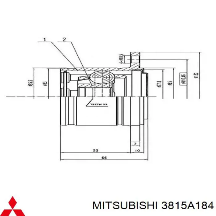 Купити 3815A184 Mitsubishi ШРУС внутрішній правий