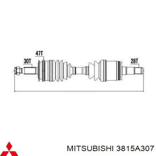 Піввісь (привід) передня, ліва 3815A307 Mitsubishi