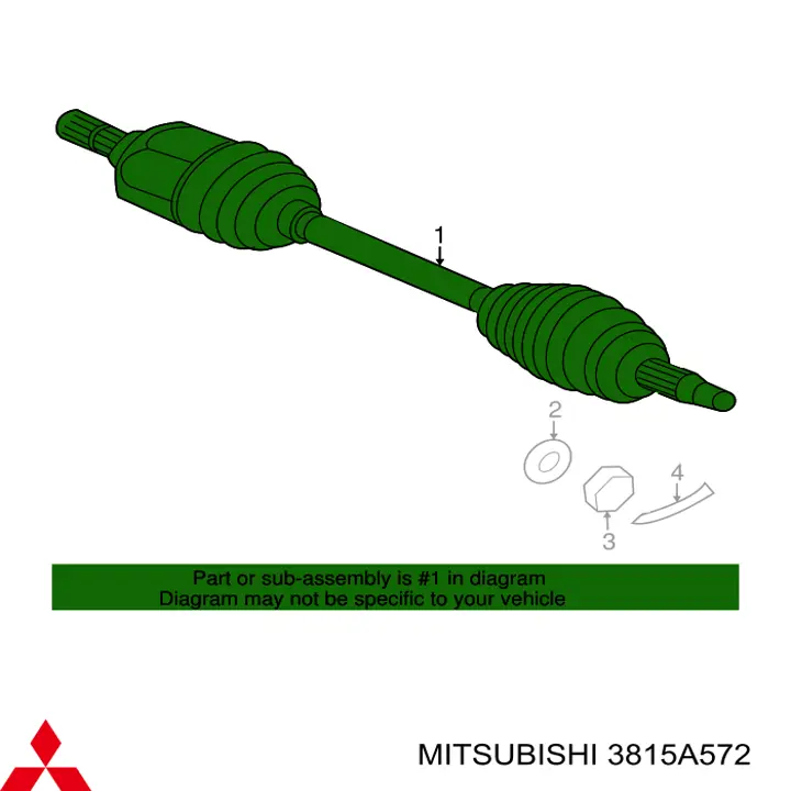Піввісь передня, права Mitsubishi 3815A572 ціна, від 106.89 USD