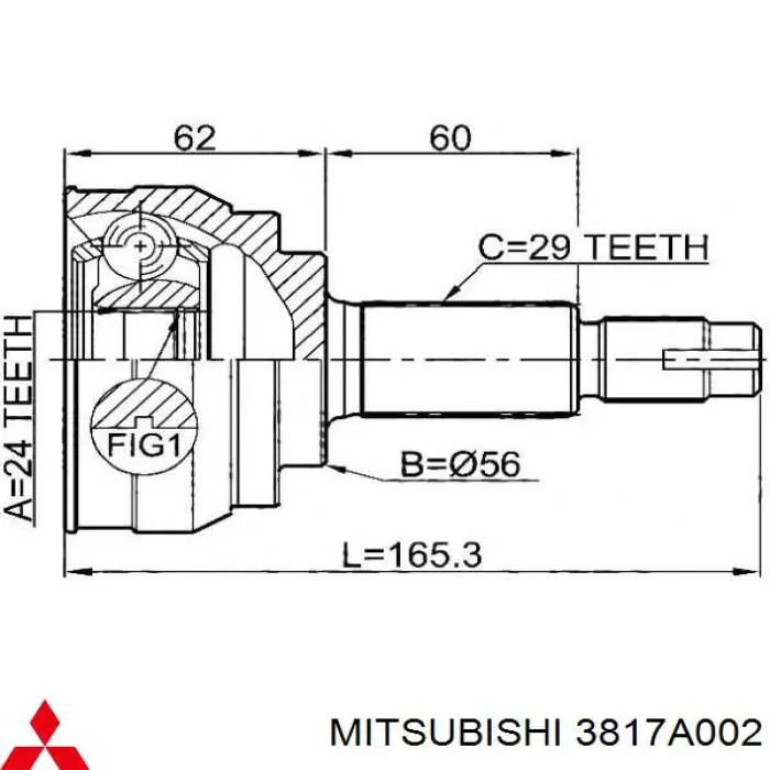 Пильник шарніра кутових швидкостей зовнішній передній DAC MI0068 ціна, від 19.14 USD