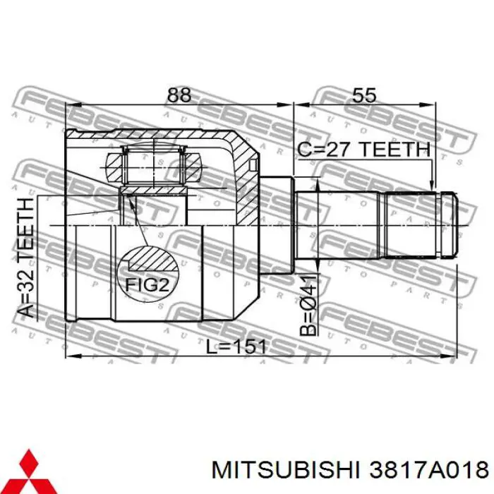 Шарнір кутових швидкостей передній лівий Mitsubishi Galant IX седан (DJ, DM) (2004 - 2012) ціна, від 70.86 USD
