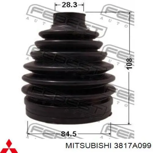 Пильник шарніра кутових швидкостей зовнішній лівий Mitsubishi 3817A099 ціна, від 18.79 USD