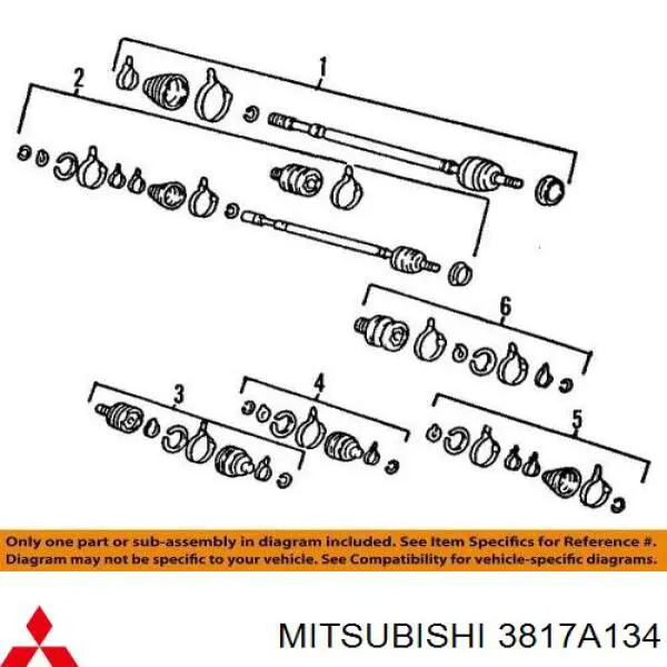Пильник шарніра кутових швидкостей зовнішній передній Mitsubishi 3817A134 ціна, від 17.40 USD