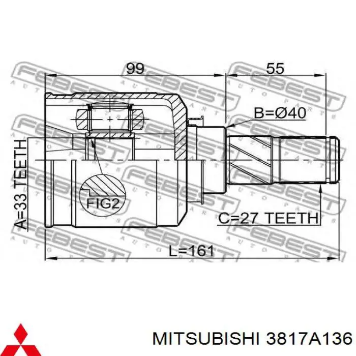 Внутренний шрус MITSUBISHI 3817A136