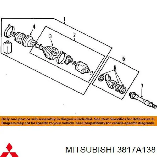 Пильник гранати внутрішній, передній півосі Mitsubishi 3817A138 ціна, від 16.10 USD