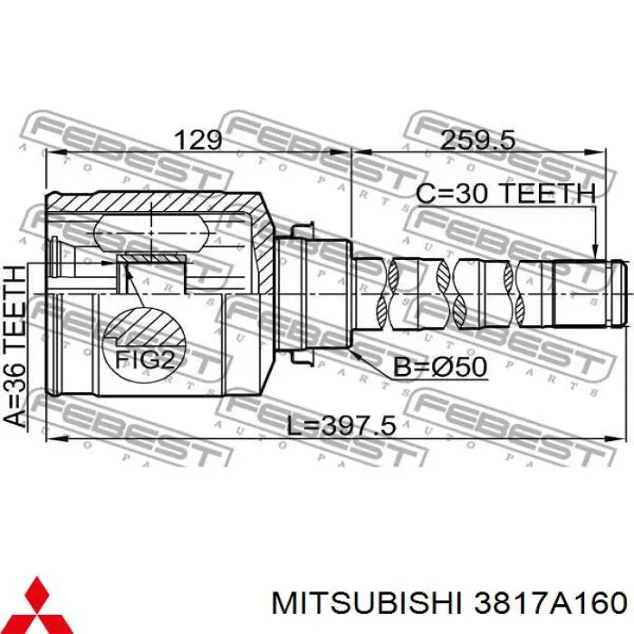Купити 3817A160 Mitsubishi ШРУС внутрішній правий