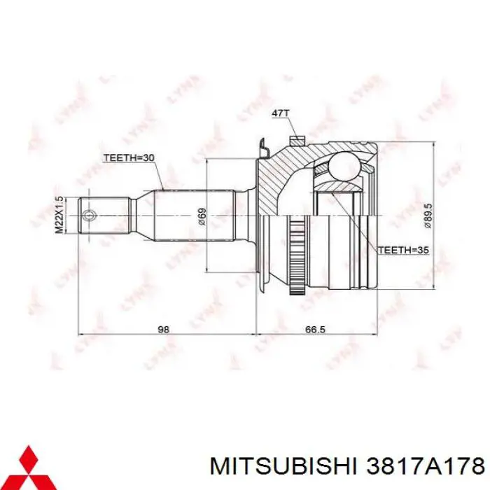 Піввісь передня, права Chrysler 3817A178 ціна, від 604.83 USD