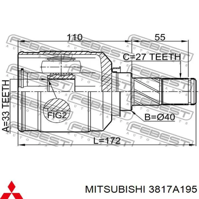 ШРКШ внутрішній, передній, лівий 39711JA01A Nissan/Infiniti