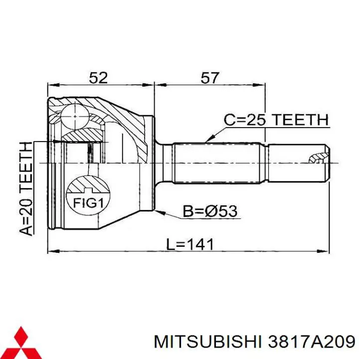 Пильник ШРУСа зовнішній, передній піввісі 3817A209 Mitsubishi