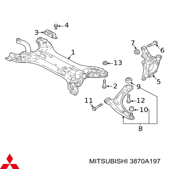 3870A197 Mitsubishi Цапфа поворотного кулака