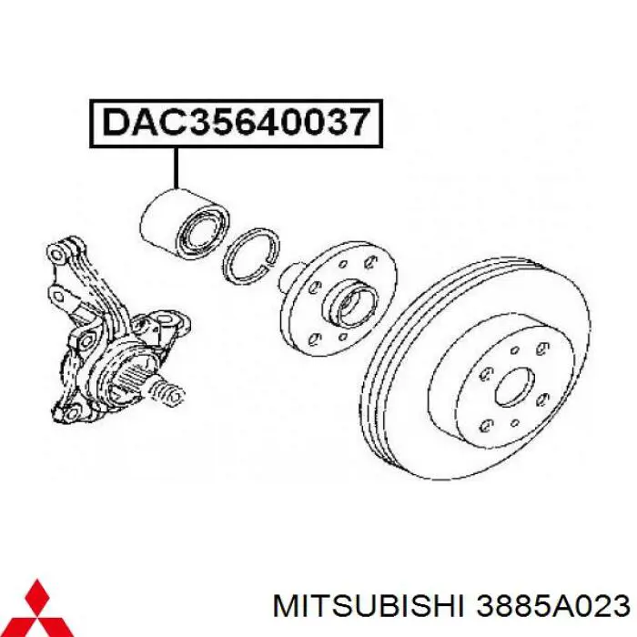 Комплект підшипник маточини передньої Mitsubishi 3885A023 ціна, від 25.68 USD